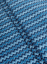 Pure Cotton Cambric Indigo Color Zig-Zag Block Print Fabric